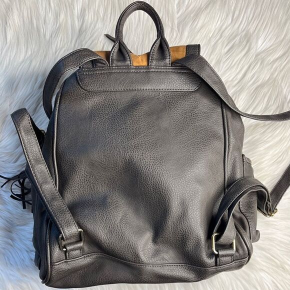 Dream Control Fringe Boho Backpack Grey & Brown - Picture 7 of 10